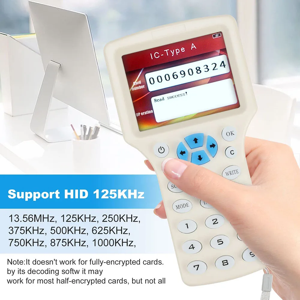 

IC/ID Frequency RFID Access Control Card Reader NFC Encryption Card Writer UID Chip Duplicator Smart Key Copier 125KHz-13.56MHz