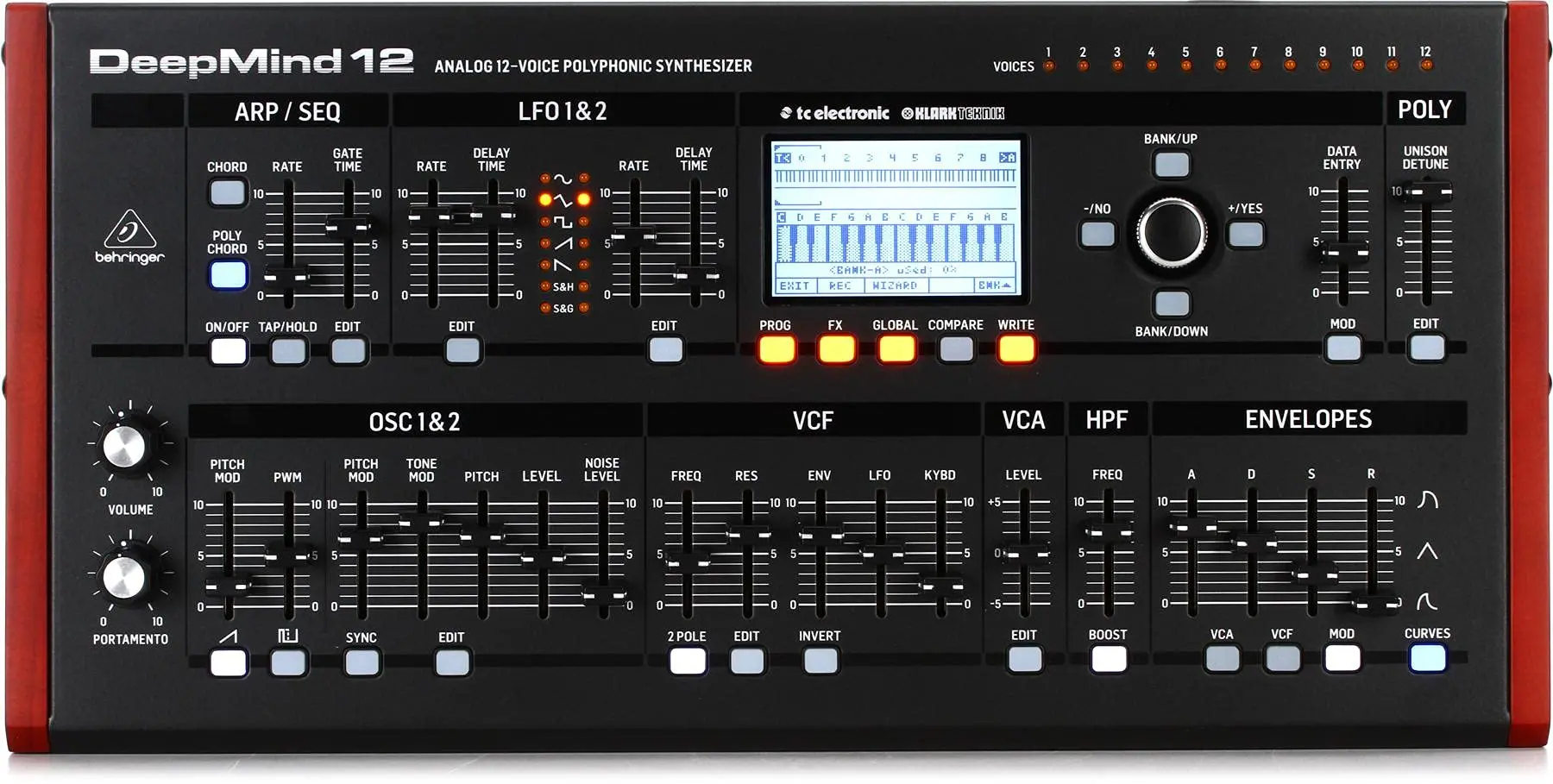 Аналоговый 12-голосный полифонический настольный синтезатор Behringer DEEPMIND 12D