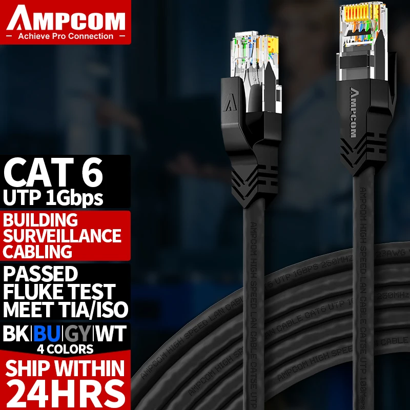AMPCOM-Cable Ethernet RJ45 Cat6, Cable Lan (24AWG) UTP CAT 6, Cable de...