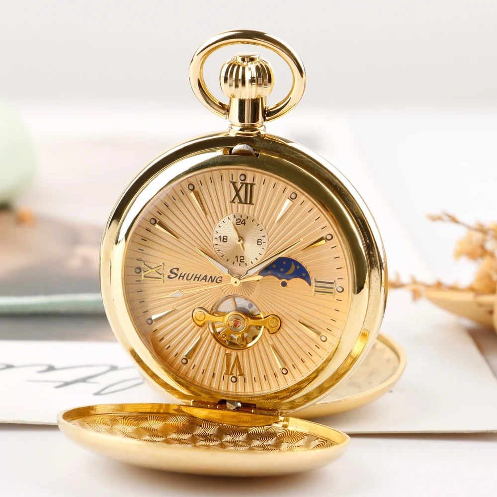 Top Brand Luxury Stylish Vintage Pocket Watches Mechanical Simple Business Fob Watch Pendant Birthday Timepiece Anniversary Gift