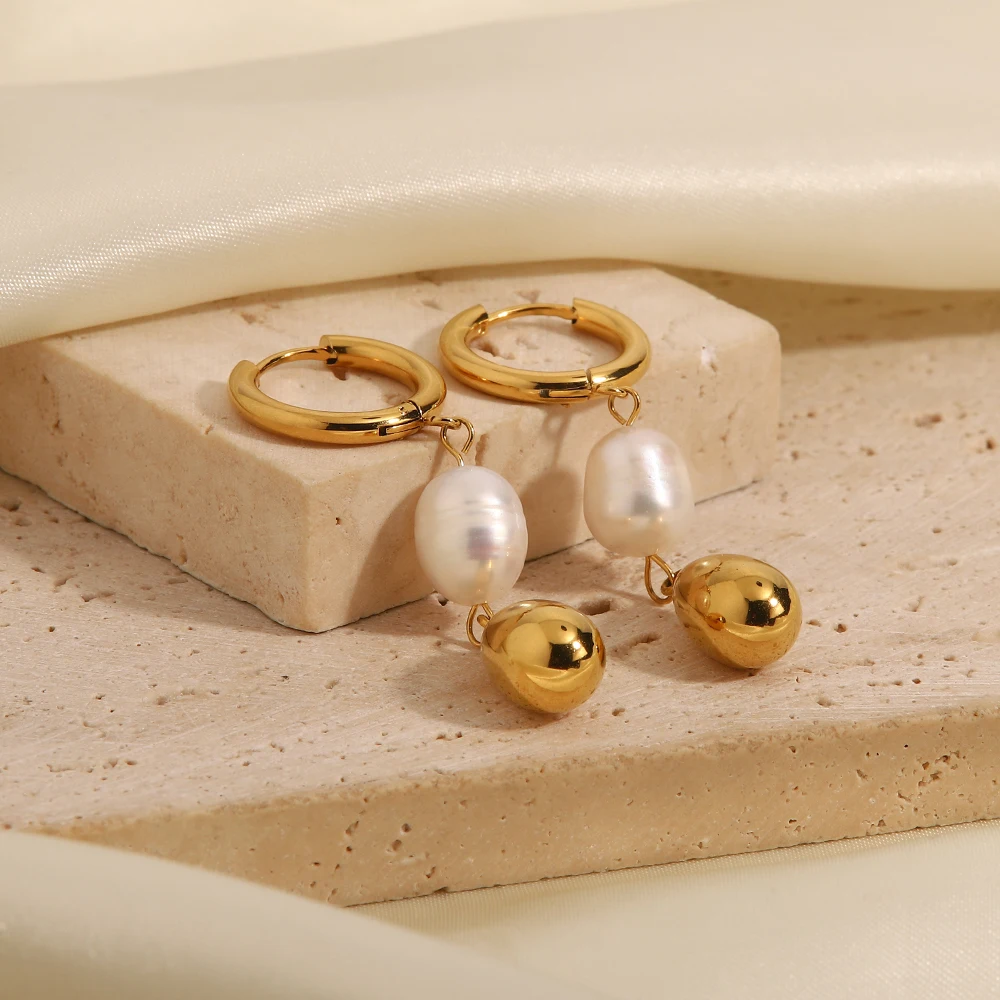 Винтажные серьги-подвески Uworld с барочным жемчугом из нержавеющей стали в форме