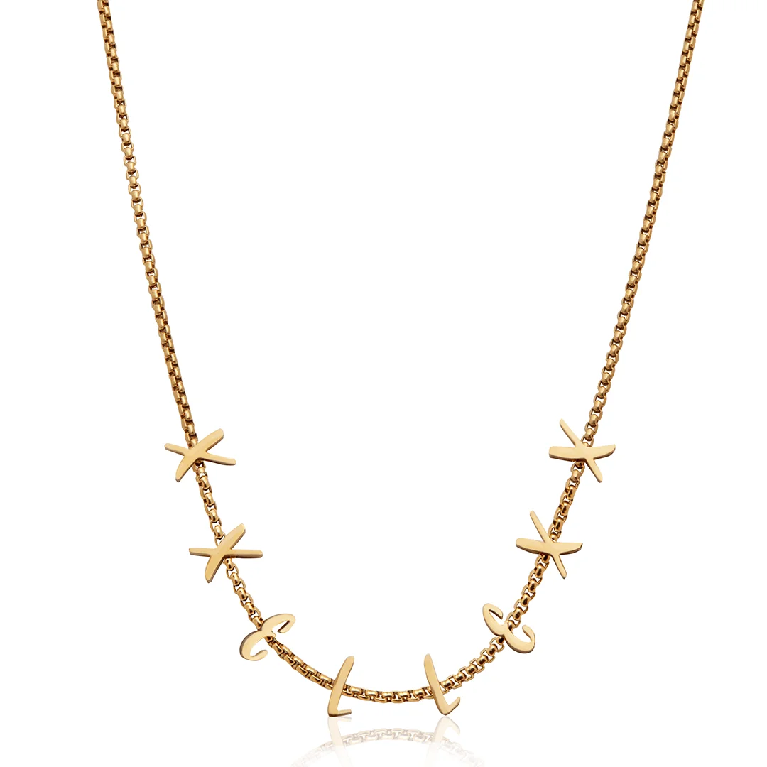 Chain Necklace (gold) Personalized 18k Gold Plated Enamel Weld Letter Pendant Women's Jewelry Daily Gifts