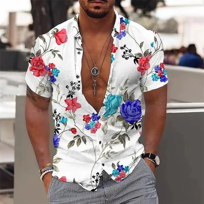 2022 Coconut Tree Shirts For Men 3D Printed Men's Hawaiian Shirt Beach 5xl Short Sleeve Fashion Tops Tee Shirt Men Blouse Camisa