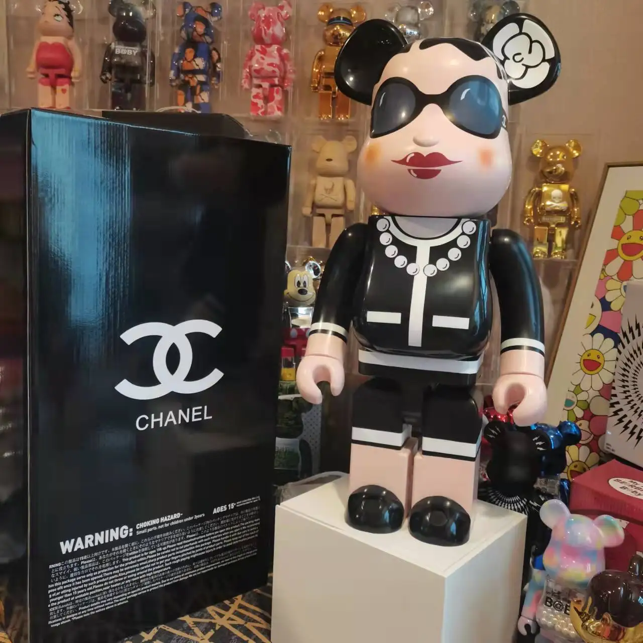 

BEARBRICK 1000% Crick Little Bear Fragrance Grandma Lady Lady Building Block bear BE@RBRICK Net Red Bear ABS Plastic Ornament