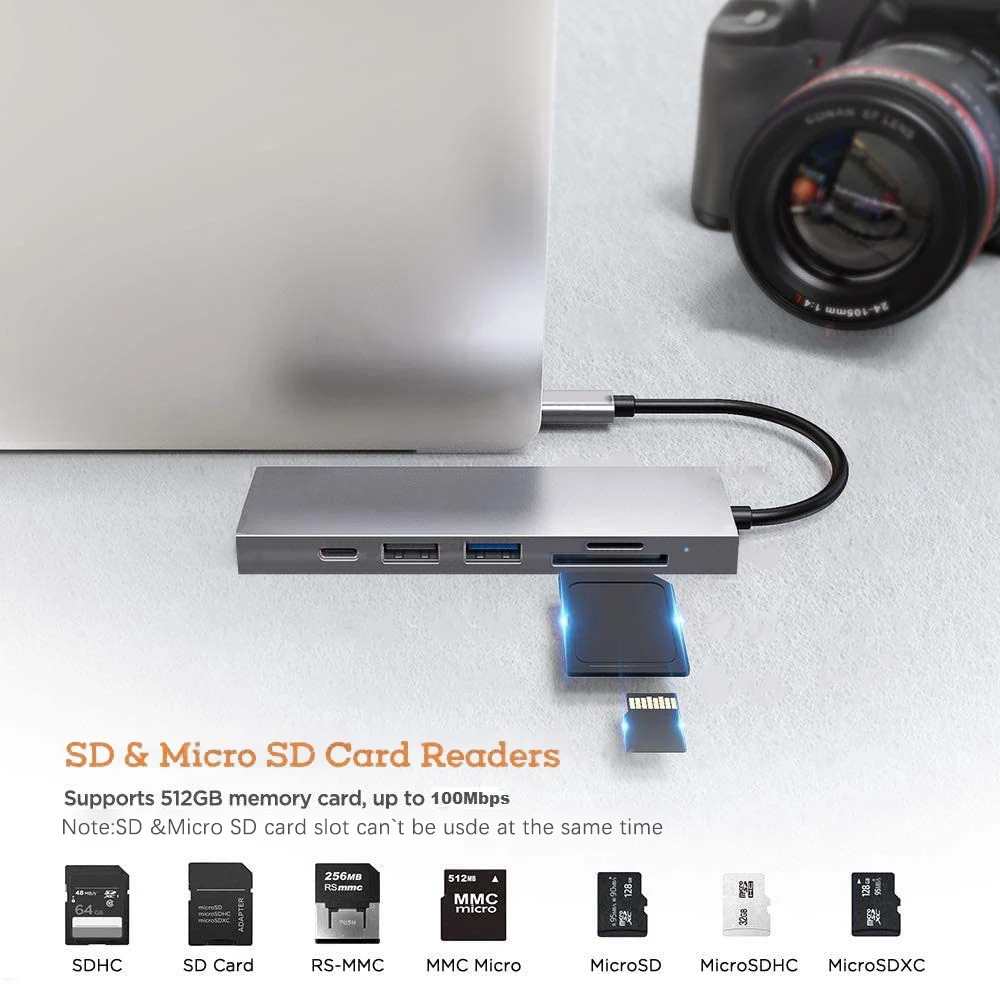 

Адаптер HDMI 6 в 1, USB 100, USB 3,0, USB