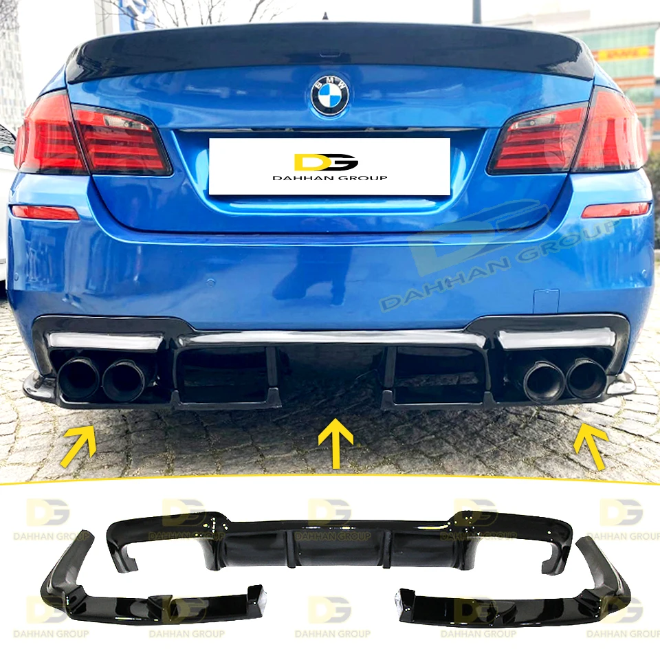 B.M.W 5 Series F10 2010 - 2017 Vorsteiner Style Rear Diffuser Spoiler Wing and Rear Side Flaps Plastic Piano Gloss Black M5 Kit