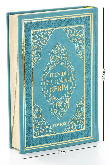 IQRAH Tecvidli Holy Quran-Thermo Leather-Medium Size-Turquoise Color-Computer Dial