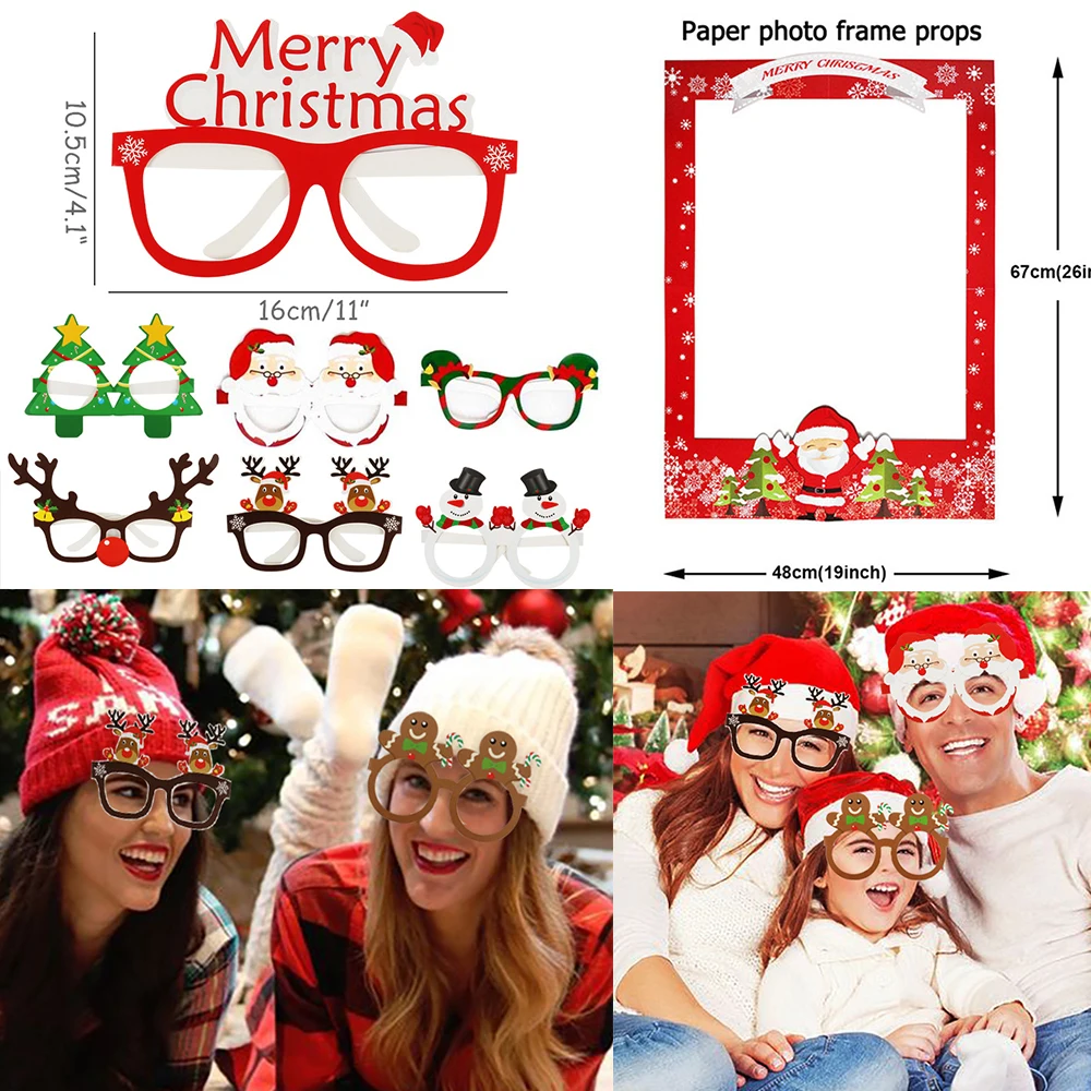 

Christmas Photo booth props glasses for kids christmas toy Gift Xmas Photo Frame 2023 New Year Decor christmas party decorations