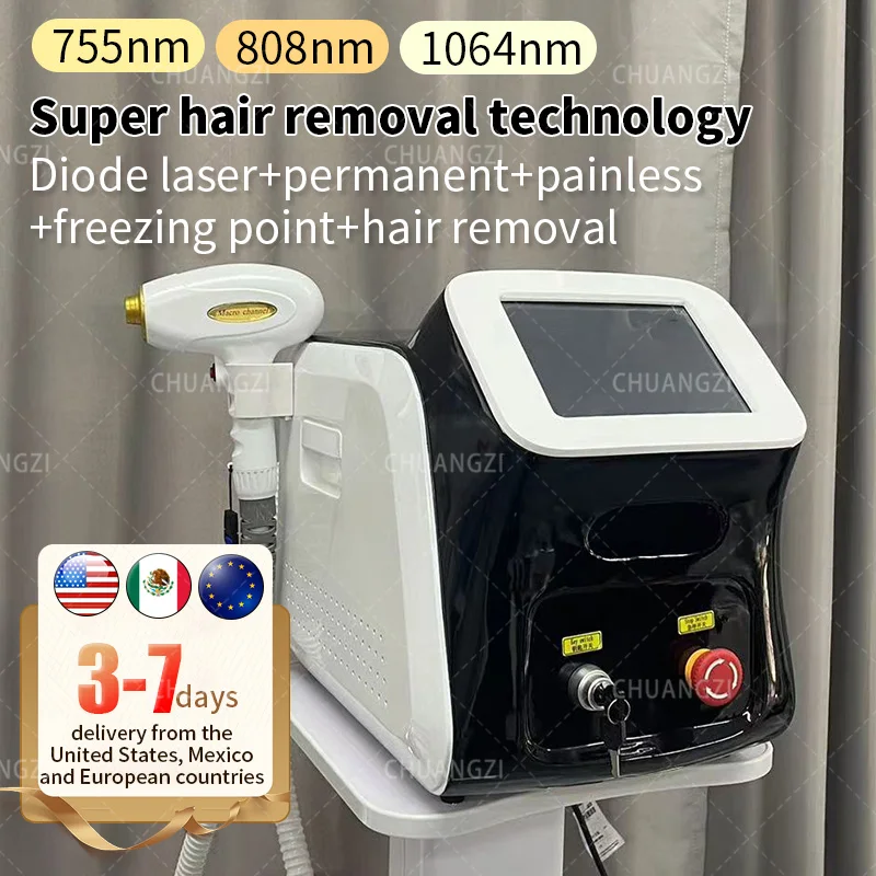 

2023 Newest 755nm 808nm 1064nm 3 Wavelength 808nm Diode Laser 808nm Hair Removal Machine for salon