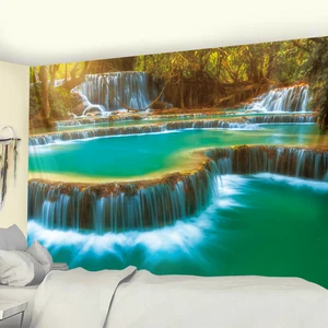 Natural Forest Landscape Falls Tapestry Wall Hanging Spring Sunshine for Home Art Beach Mat Mattress Sheet Room Decor Aesthetic