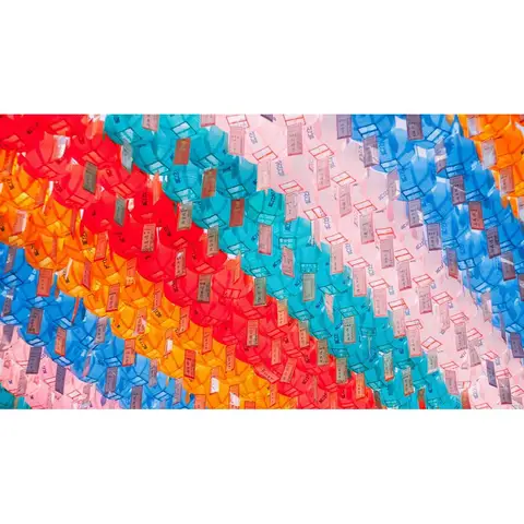 LinxOne картина "Китайские фонари, разноцветный, ряды, яркий, разнообразие" на холсте  / декор для дома / интерьер / подарок