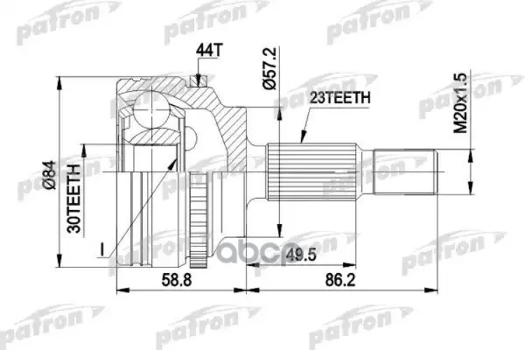 Шрус Наружн К-Кт 23X57.5x30 Abs:44t Renault: Kangoo 1.2 16V/1.5 Dci/1.5 Dci/1.5 Dci 97-, Megane Classic1.9 D/1.9 Tdi/1.9Dci/1...