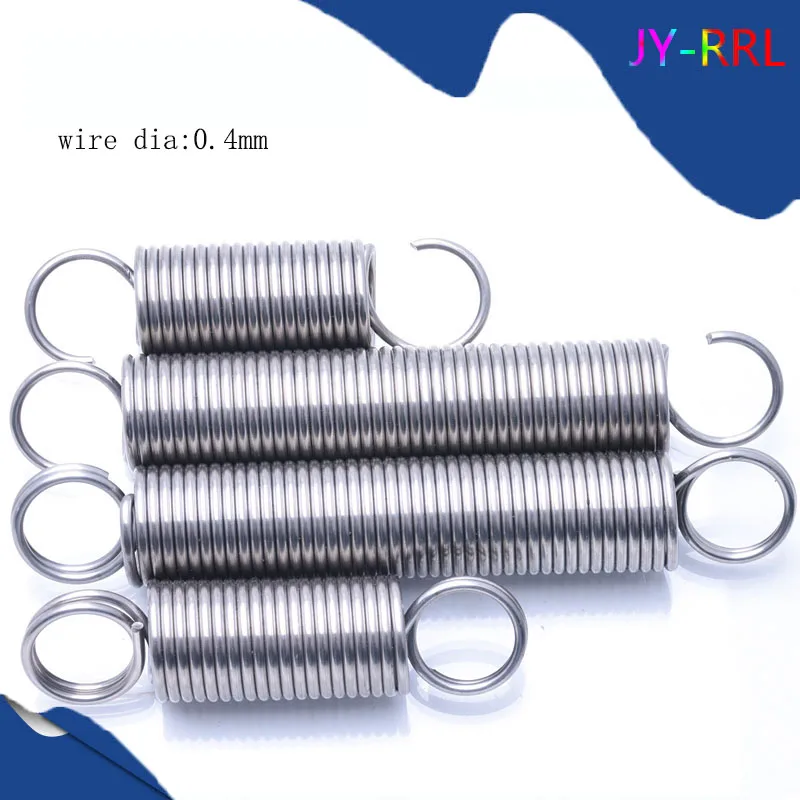

10/5/2/1Pcs Wire Dia 0.4mm 304 Stainless Steel Dual Hook Small Tension Spring Outer Dia 3mm 4mm Length 70-300mm