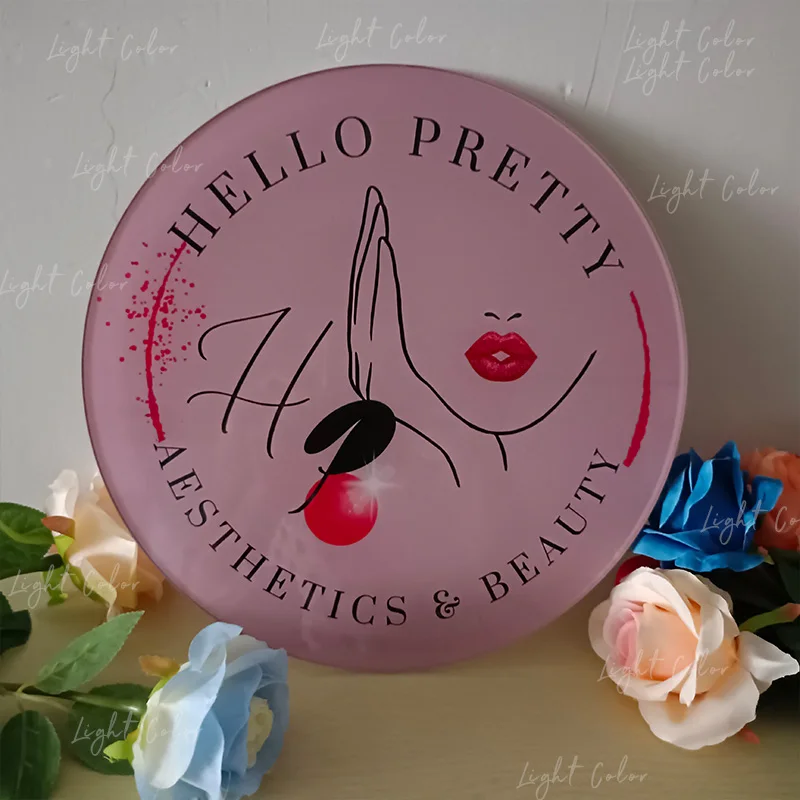 

Custom Small Business Sign Logo Beauty Room Round Hanging Sign Minimalist Design Booth Custom Circle Personalized Wall Art Decor
