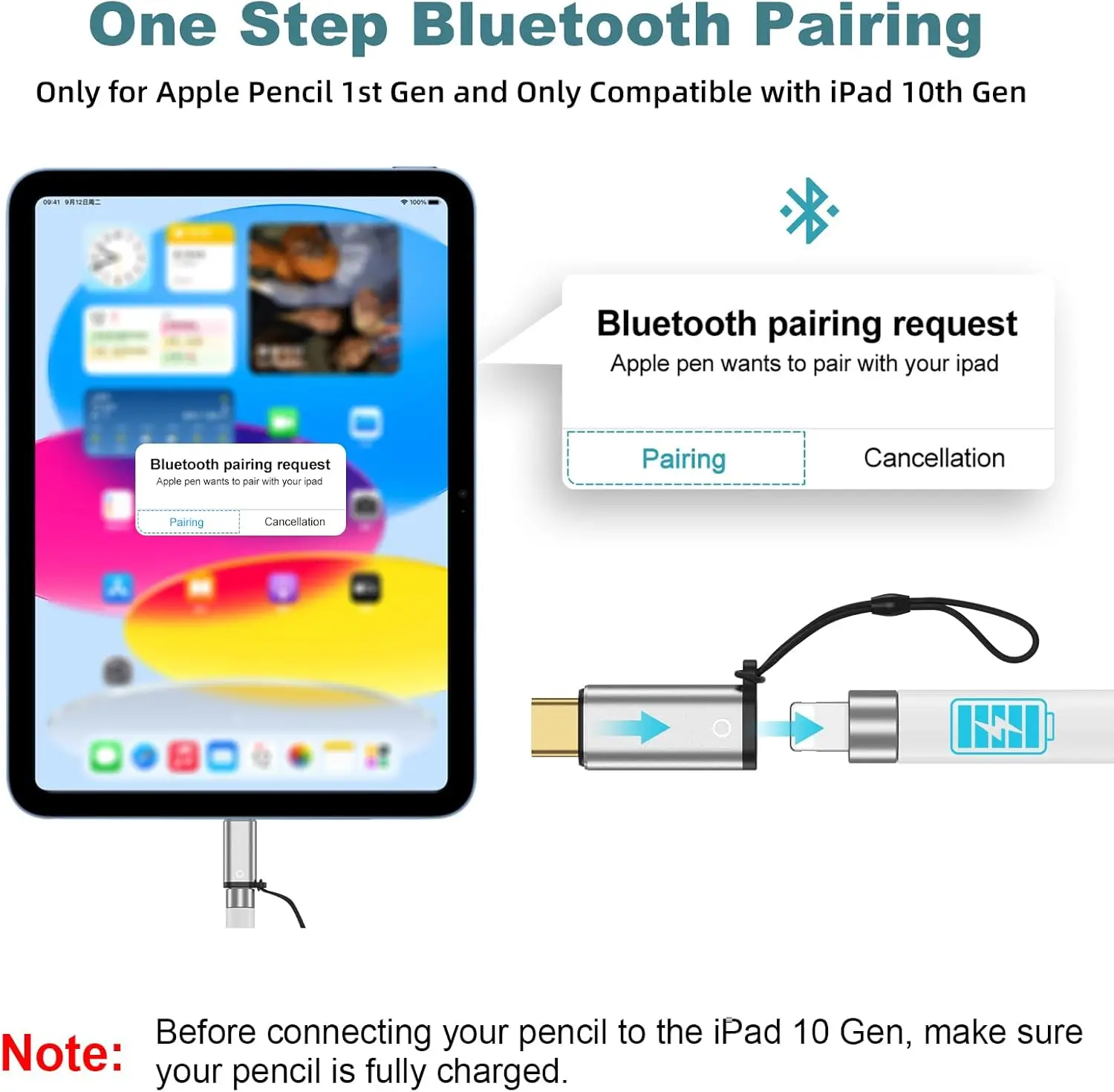 Адаптер зарядного устройства USB-C для Apple Pencil 1-го поколения | 8-контактный адаптер