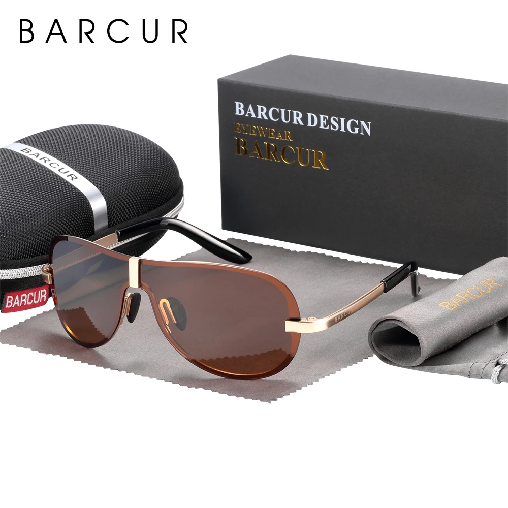 BARCUR Man Sunglass Black Polarized Sport Sun Glasses Women Eyewear UV400 Cool Night Vision Glasses Eyeglasses images - 6