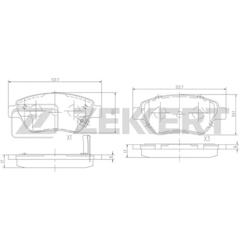 Колодки тормозные Fiat Doblo (119, 223) 01-, Panda (169) 04- передние дисковые (GDB1700) Zekkert BS-2343