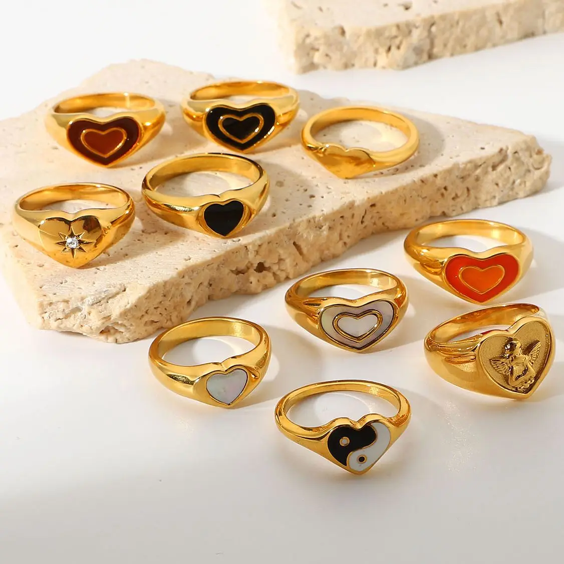 Модные золотые кольца в форме сердца для женщин и девушек ювелирные изделия из