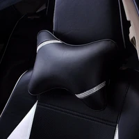 car headrest support neck pillow shiny soft plush waist pillow with personalized crystal rhinestone car headrest relax pillow