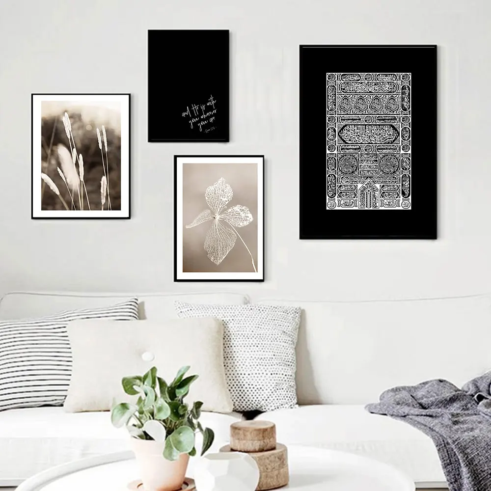 Сушеные цветы язычок скандинавский мусульманский плакат Кааба дверь