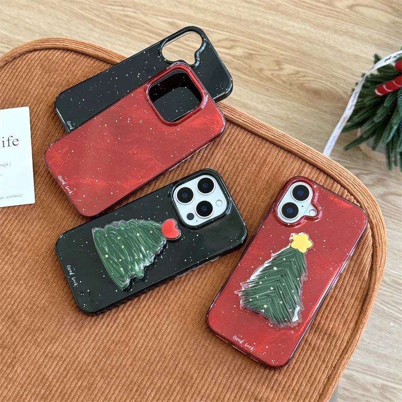Милый Рождественский чехол-подставка для телефона iPhone 16 Pro 14 13 15 Max задняя крышка