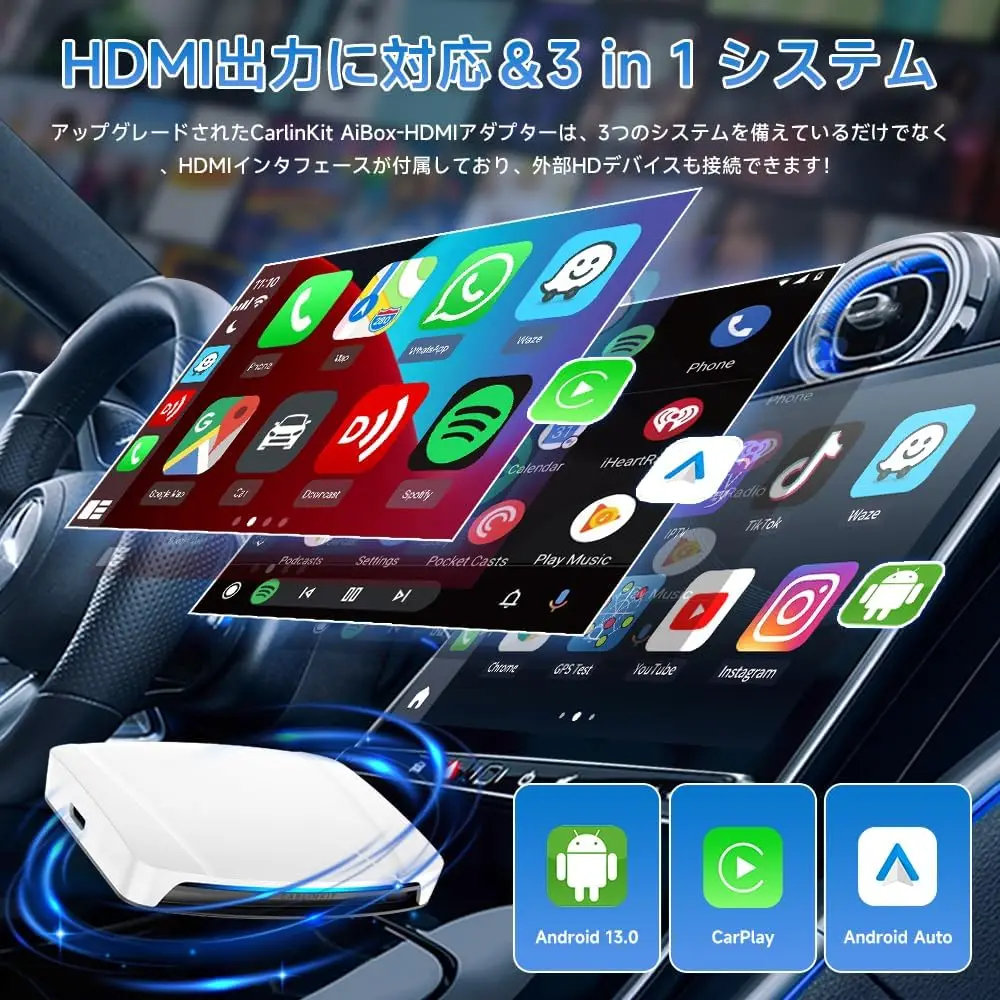 Адаптер Carlinkit AI Box HDMI беспроводной CarPlay/Android Auto 8 + 128 ГБ JP потоковая передача для