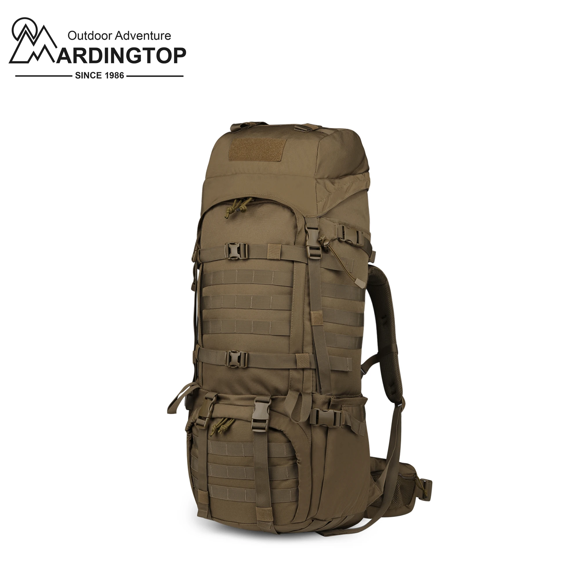 Mardingtop 65L Molle 600D Polyester Hiking Internal Frame Backpack with YKK Zippers and Rain Cover for Camping Military