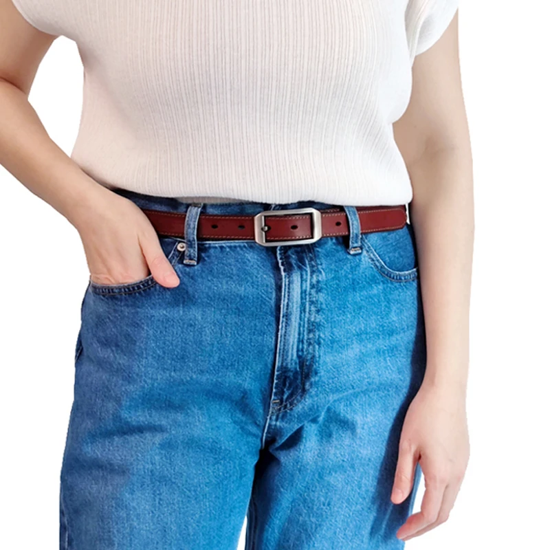 Women's Belts Real Italian Calfskin Designer Luxury Dresses Golf Belt Skinny Fashion Pants Casual Work Belts Vintage Brown 23mm