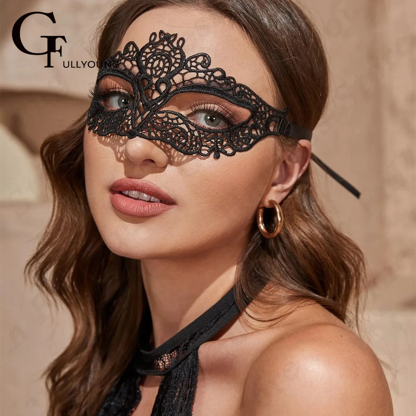 Sexy Women Hollow Balck Lace Mask Sexy Cosplay Masquerade Eye Mask Erotic Lingerie Halloween Adult Fetish Flirting Accessories