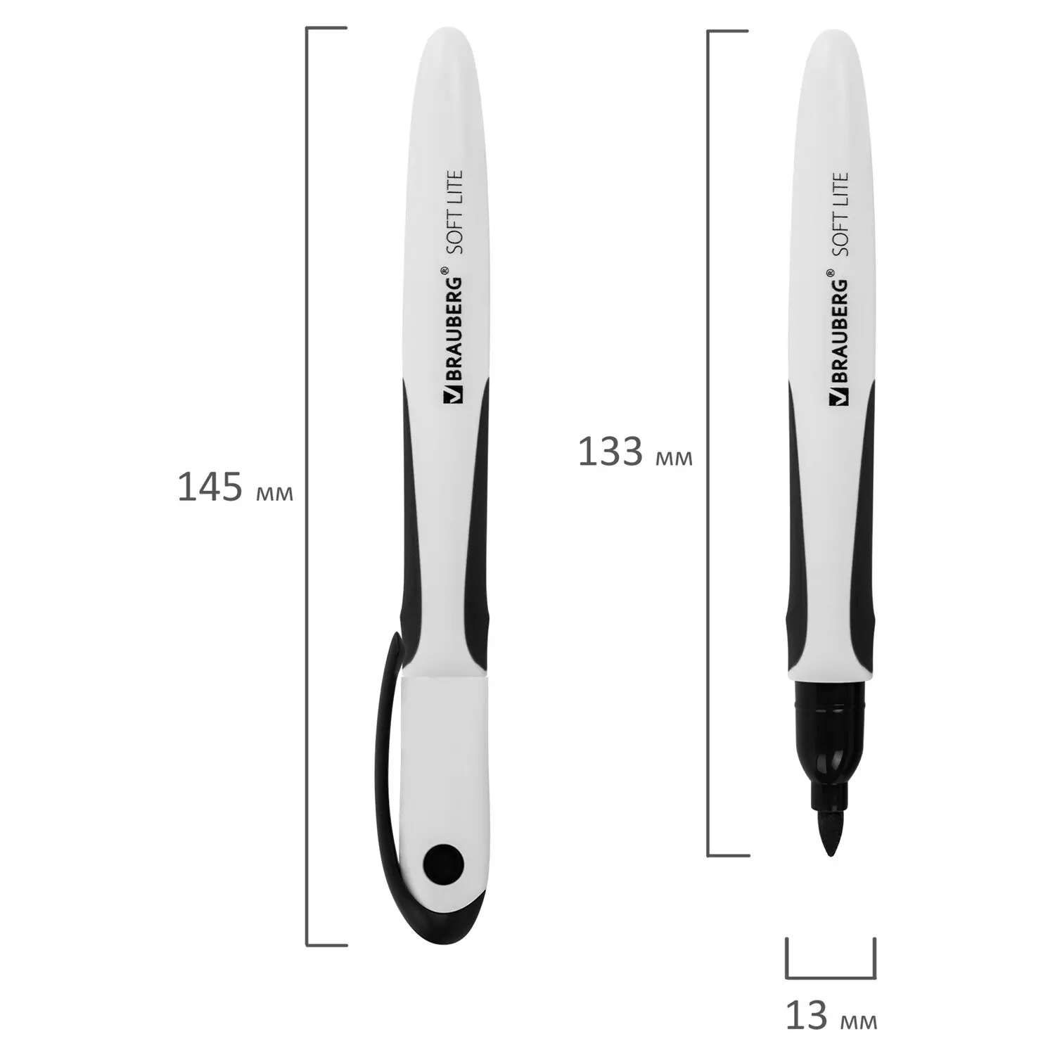 Маркер стираемый для белой доски ЧЕРНЫЙ BRAUBERG &quotSOFT LITE&quot 3 мм резиновая вставка