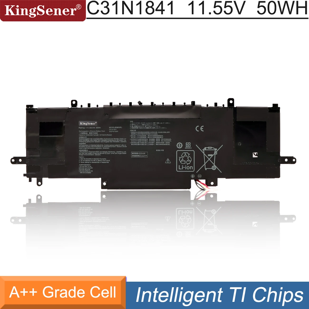 

KingSener C31N1841 Laptop Battery For ASUS ZenBook UX334FL UX333FAC UX433FL UX433FLC UM433DA UM433IQ UM434DA UM434IQ 11.55V 50WH