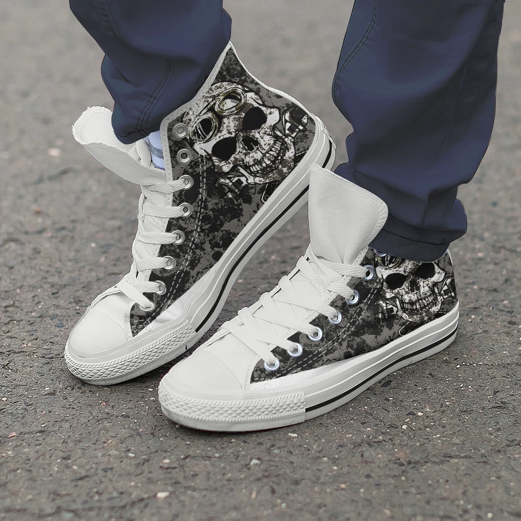 

Nopersonality Male Christmas High Top Canvas Shoes Classical Wild Skeleton Shoes Cool Comfortable Graffiti Lace Sneakers