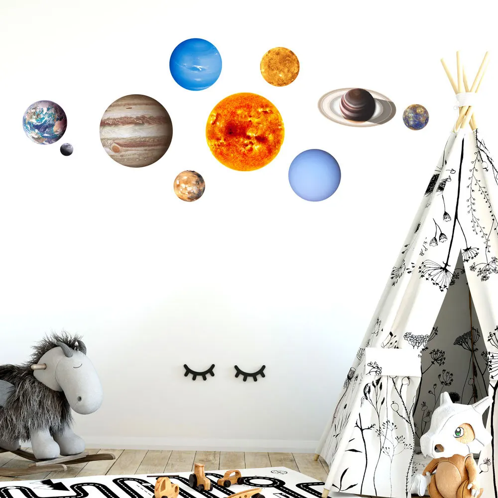 

Luminous Moon Nine Planets Solar System Dot Glowing Sticker