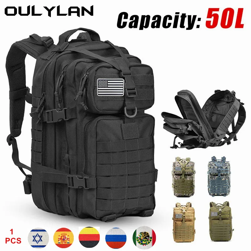 

Oulylan Men Army Military Tactical Backpack 1000D Nylon 30L 50L Softback Outdoor Waterproof Rucksack Hiking Camping Hunting Bags