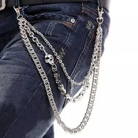 punk waist chain belt silver trousers chain for men jeans belt chain for pants cool metal rock chain hiphop summer jewelry man