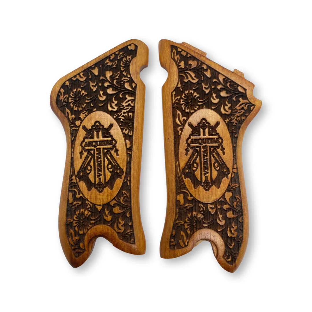 Luger P-08 Roller Special Laser Cutting Walnut Tree Wooden Grip Mode. Veritas Aequitas | Hunting Gun Accessories