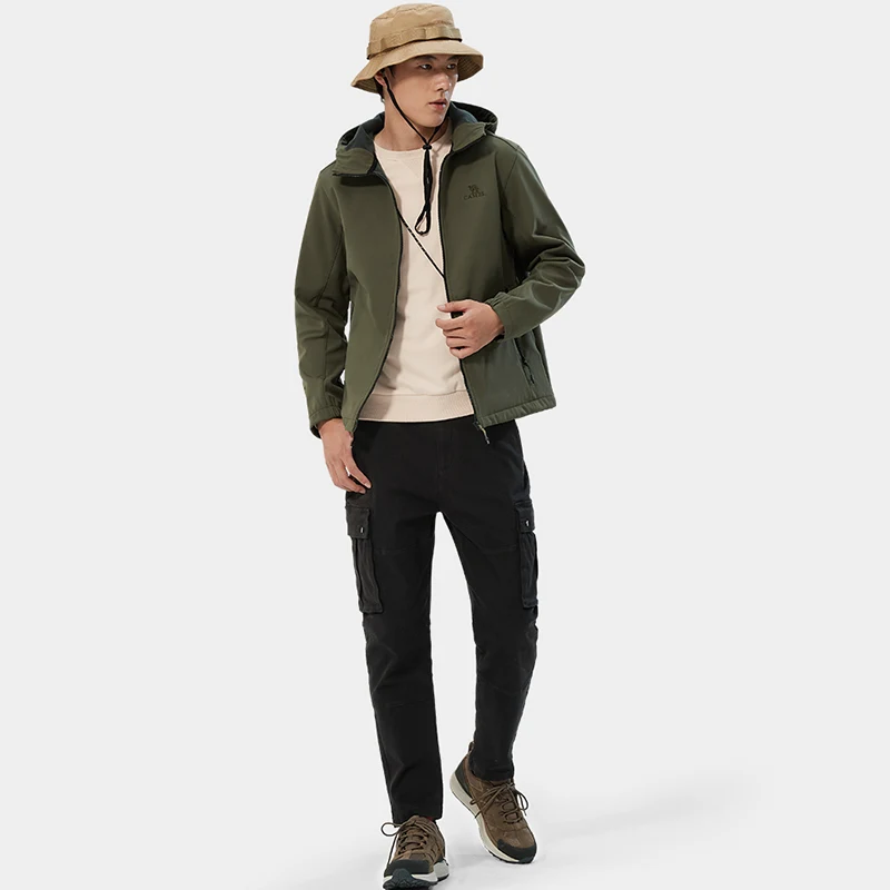 Фото Походная куртка Goldencamel с мягкой оболочкой, мужские куртки с бархатной подкладкой, осень 2022, водонепроницаемая Мужская ветровка, теплая курт... №5