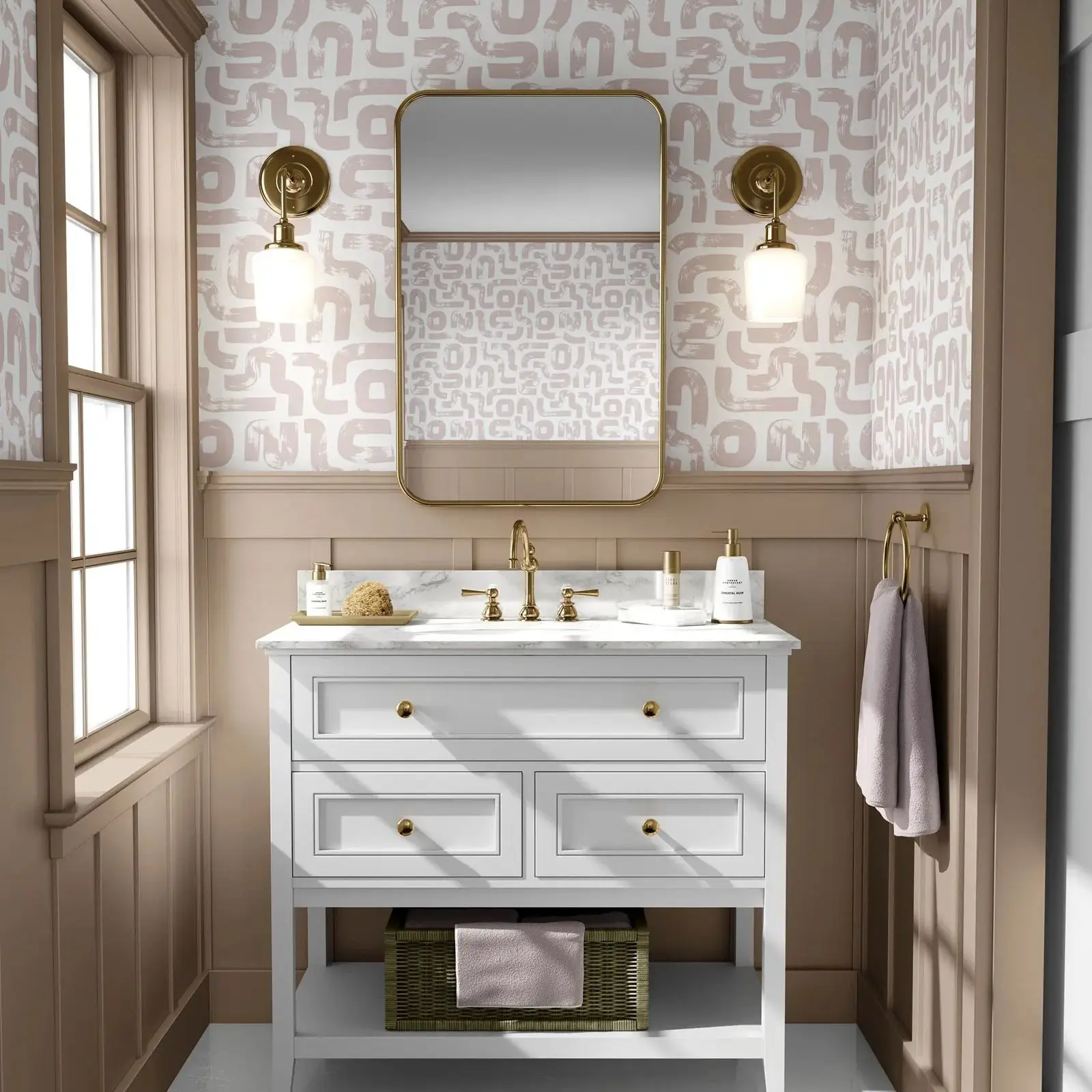 Румяна розовая абстрактная линия в стиле бохо обои Скандинавский дизайн Съемная