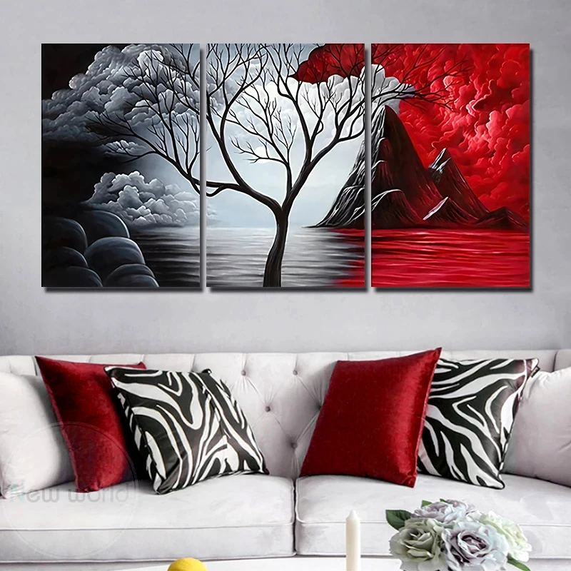 Настенная картина с изображением красного дерева |