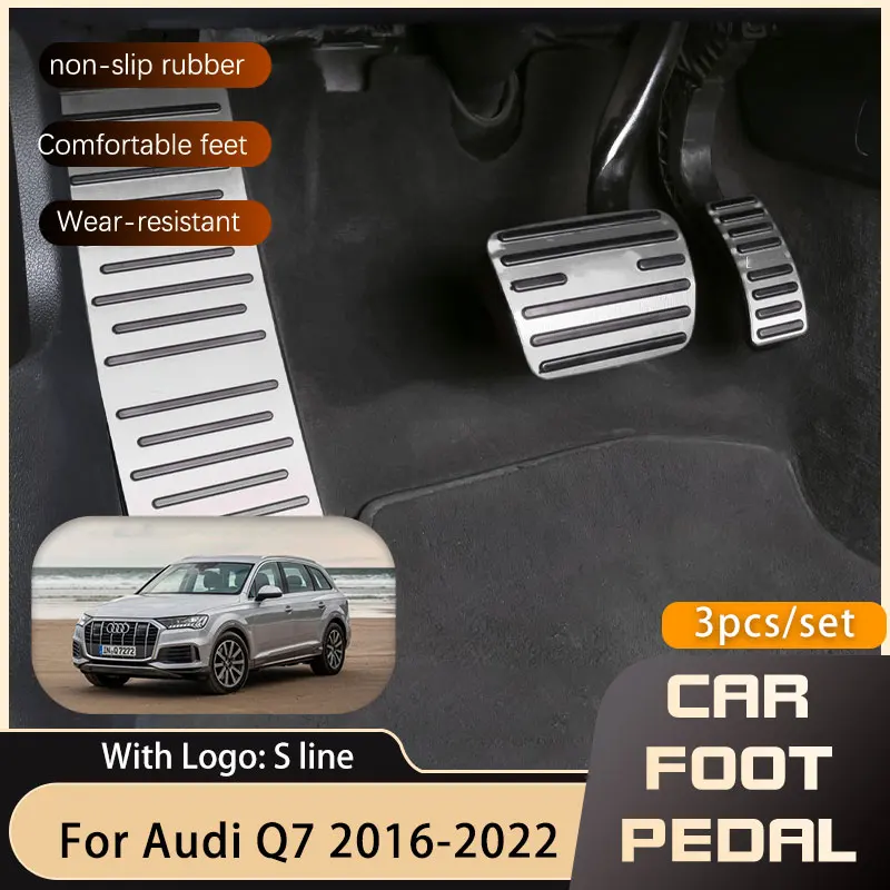 

Stainless Steel Car Foot Pedals Cover for Audi Q7 4M 2017 2018 2019 2020 2021 2022 Accelerator Brake Restfoot Non-slip Pedal Pad