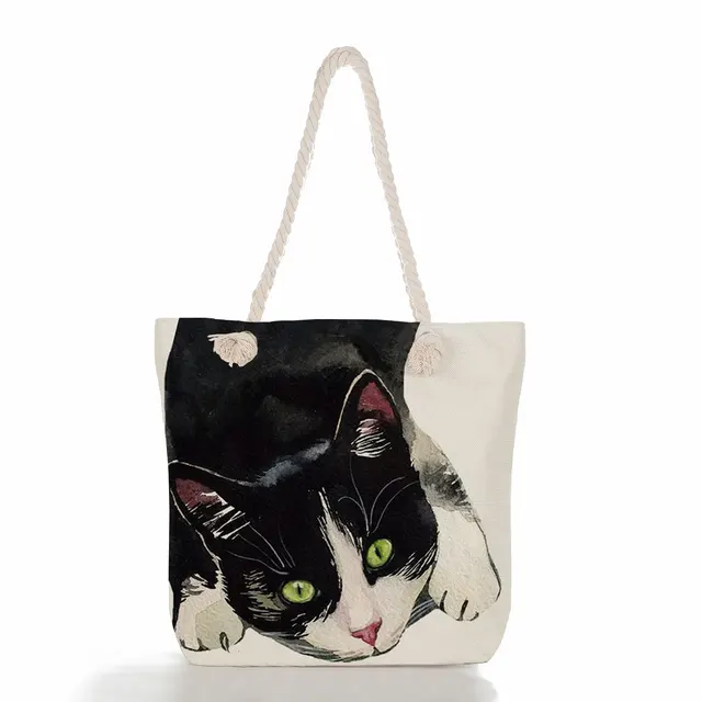 School Book Bag Cute Watercolor Black 