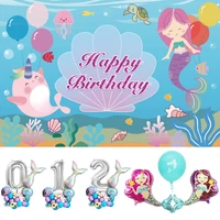 1 9 year girl birthday balloon decor mermaid theme birthday party decorations for kids girl baby shower gender reveal party