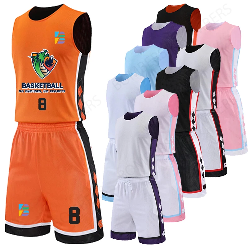 

Комплект для баскетбола, мужские баскетбольные шорты для взрослых и детей, одежда для стрельбы без рукавов, дышащая спортивная одежда новог...