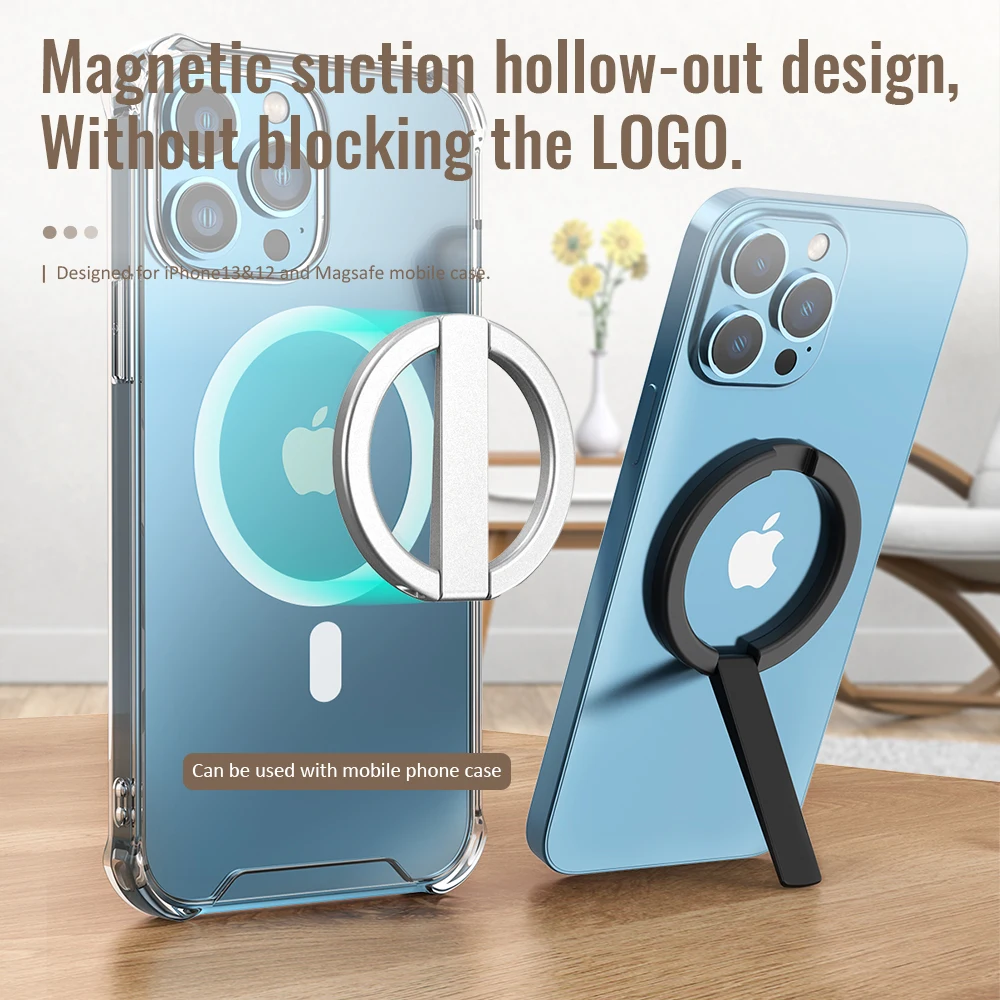 Phone Ring Holder for MagSafe, Metal Magnetic Phone Stand Phone Grip , Removable Wireless Charging Phone Finger Ring Grip