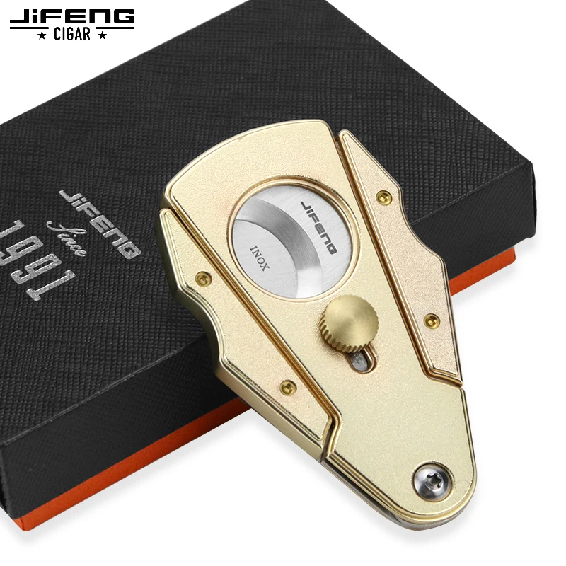 

JIFENG Cigar Scissors German Stainless Steel Portable Cigar Scissors with Leather Case Delicately Engraved Cigar Accessories