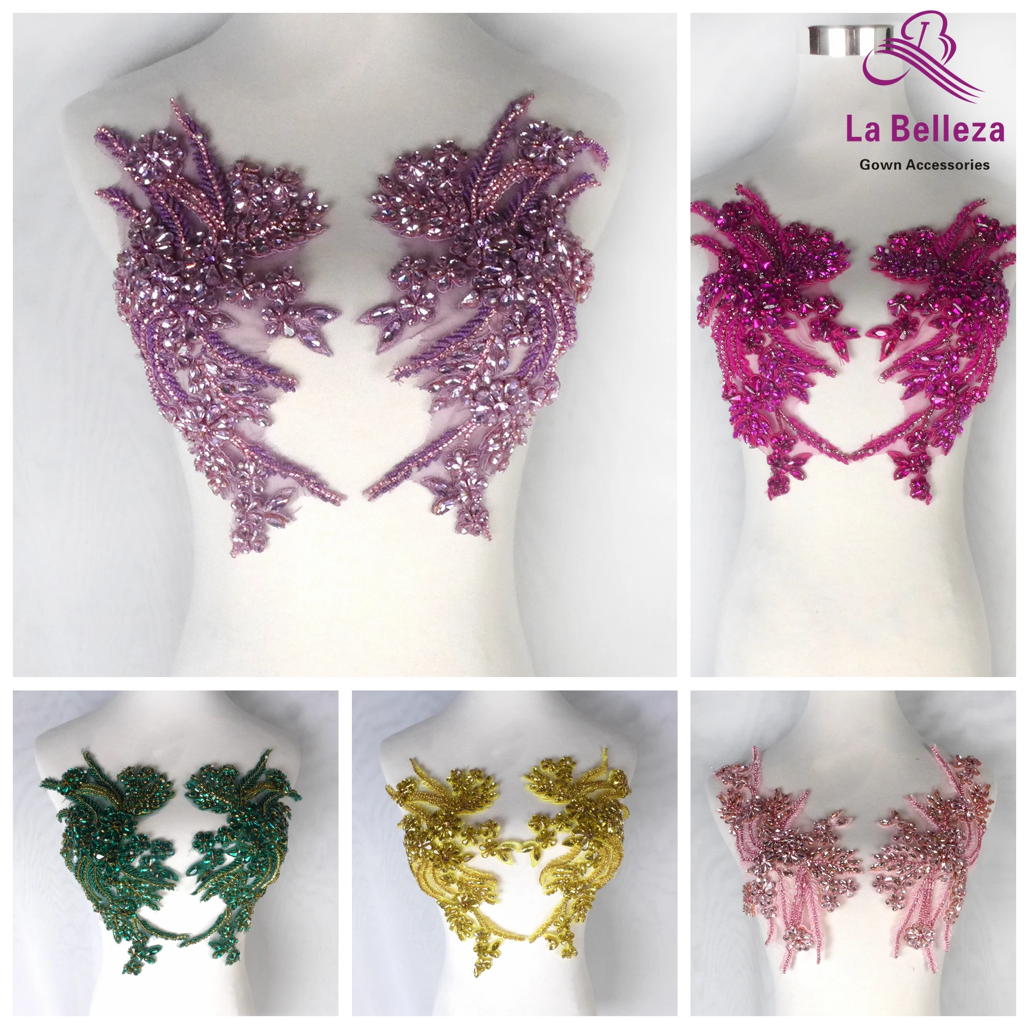 Новая ручная работа Стразы с аппликацией, искусственная нашивка, тяжелые стразы, свадебные аппликации из бисера, пара 16x30 см