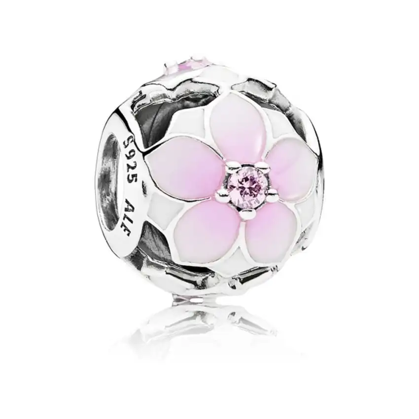 Оригинал Pandora Curse копия 1:1 стерлингового серебра 925 пробы Розовый цветок Модный