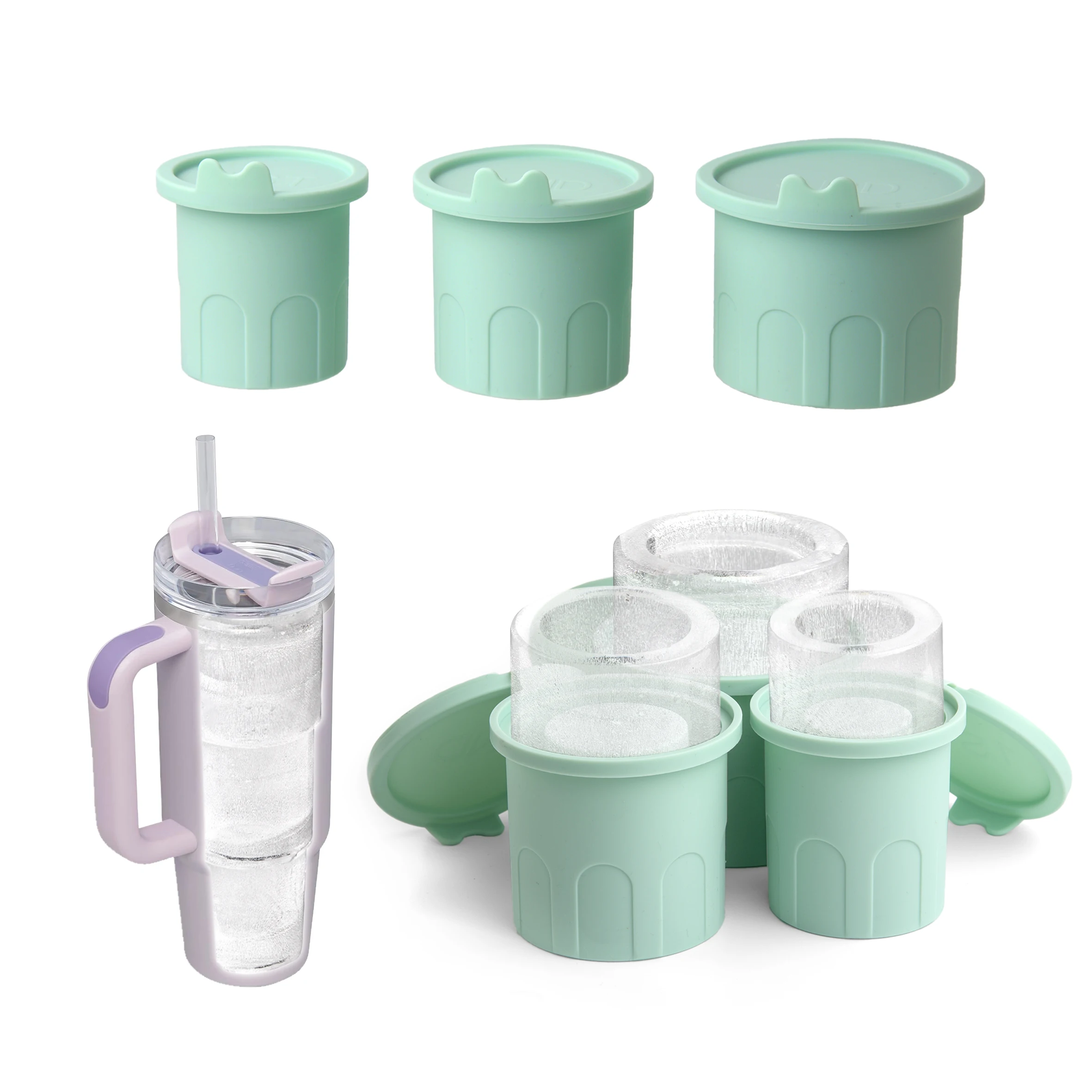 Набор Силиконовых Форм Для Кубиков Льда С Крышкой Легко Заполняемые И Снимаемые