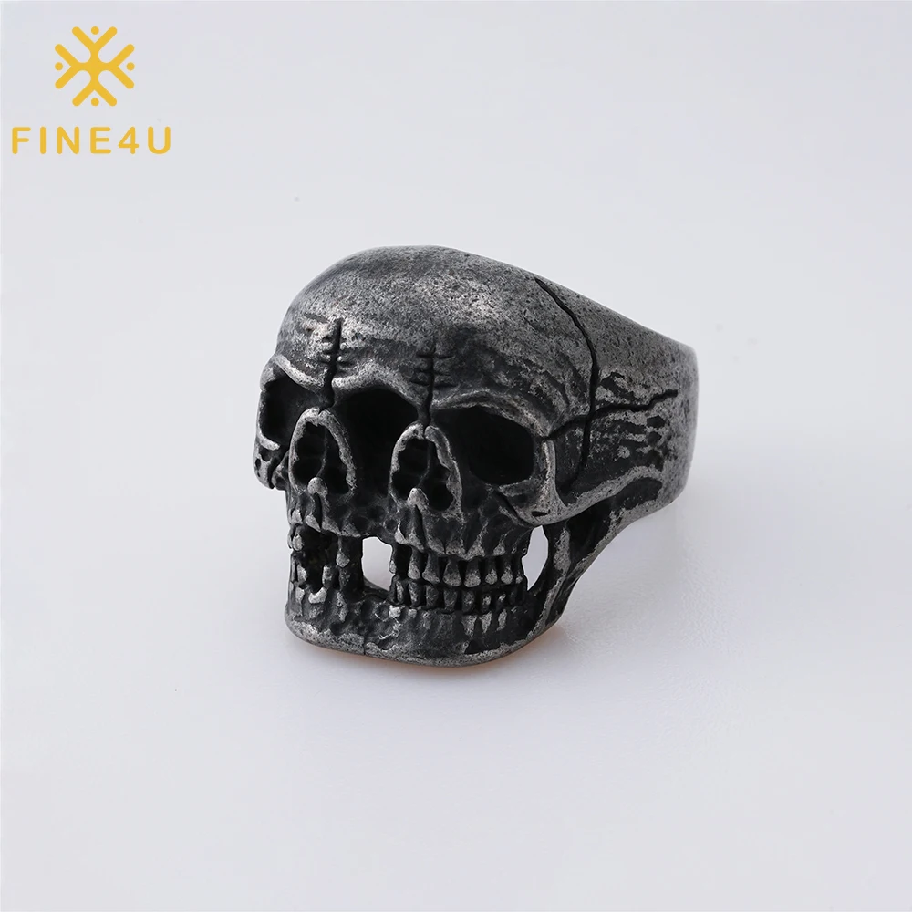 Мужское Винтажное кольцо с черепом, из нержавеющей стали