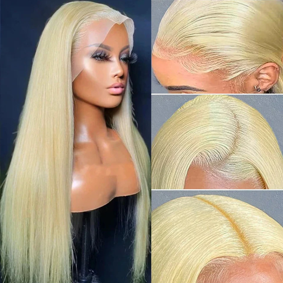 13x4 Blonde Lace Front Synthetic Wig High Quality Long Straight Lace Front Wigs For Women 180% transparent lace wig pre plucked
